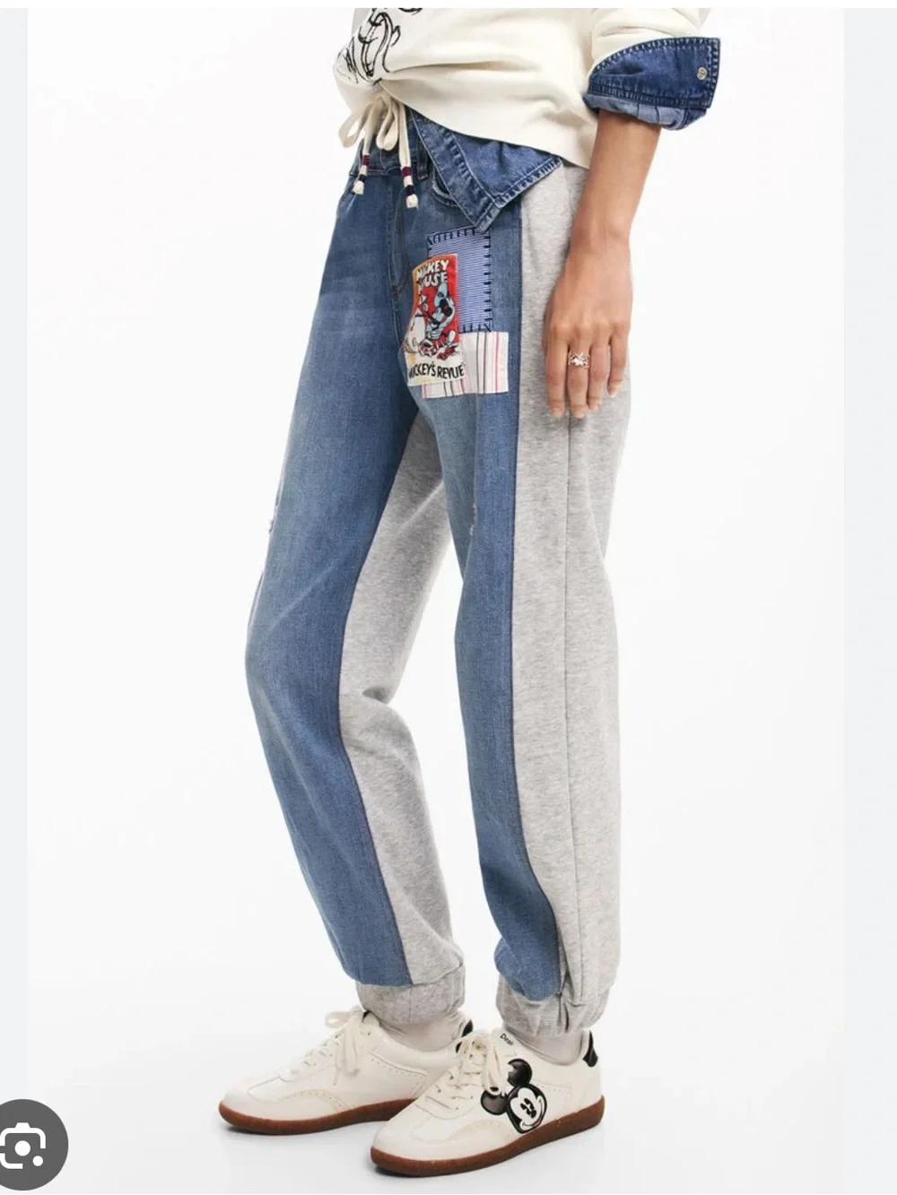 Desigual Combined Mickey Mouse Jogger Medium Denim Sweatpants Disney Pants NWT